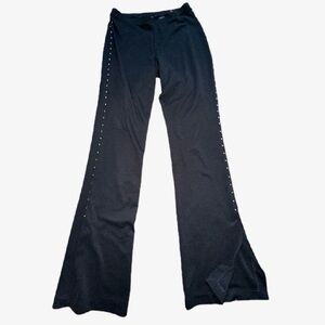 EXPRESS SILVER STUDDED BLACK FLARE TROUSERS